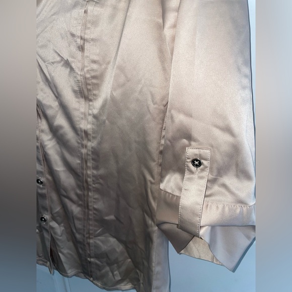 White House Black Market Gold Satin Button Down Shirt - Picture 9 of 10